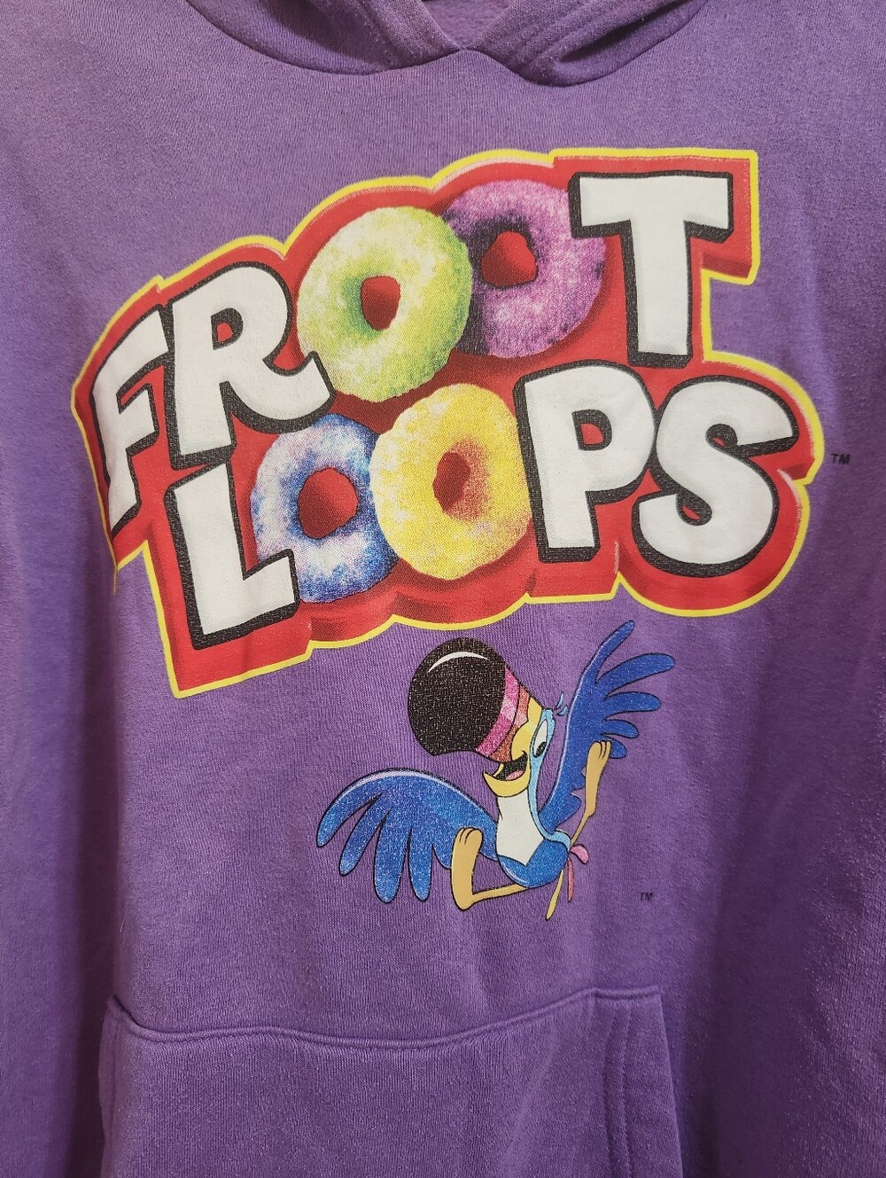 Kelloggs Fruit Loops Purple Hoodie Size Small P2p 20 EUC - Picture 4 of 7